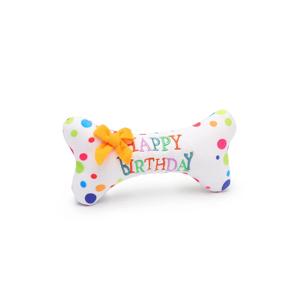 Plush Squeaky Birthday Cake Dog Toys