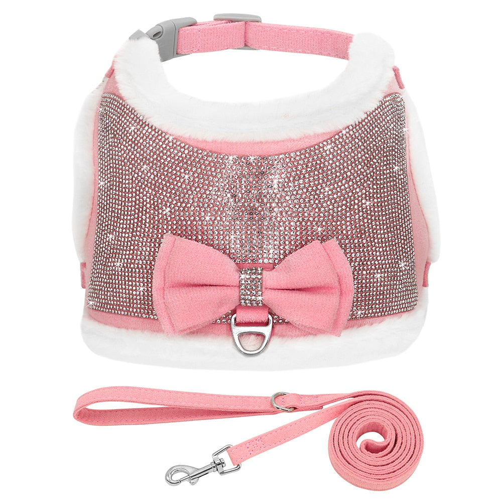 Rhinestone Dog Harness and Leash