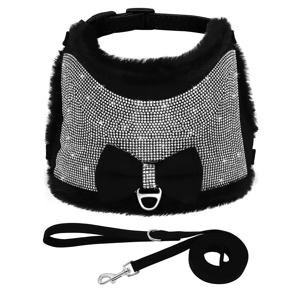 Rhinestone Dog Harness and Leash