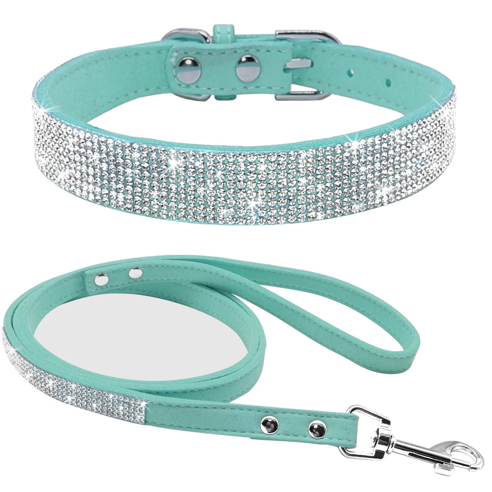 Rhinestone Dog Collar Leash Set