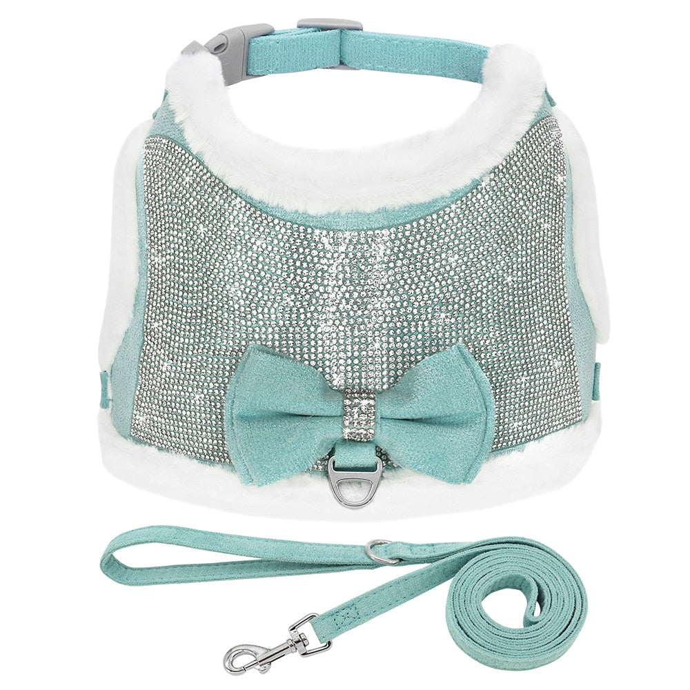 Rhinestone Dog Harness and Leash