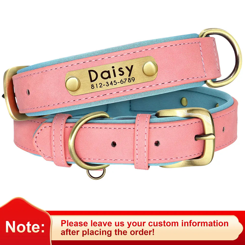 Personalized PU Leather Dog Collar