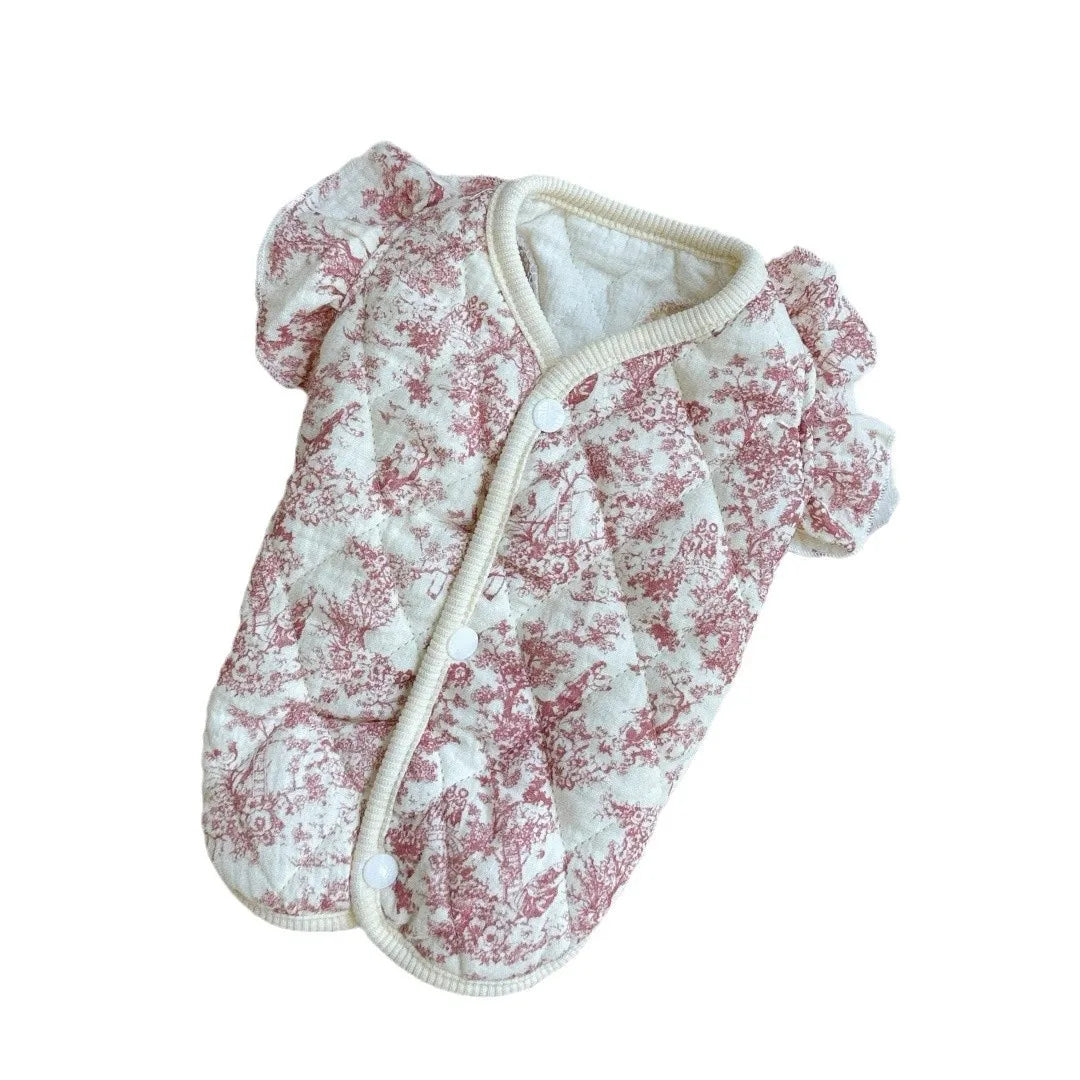 Floral Flying Sleeve Dog Parka Vests