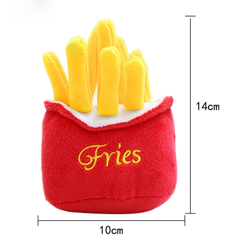Burger & Fries Plush Squeaky Dog Toys