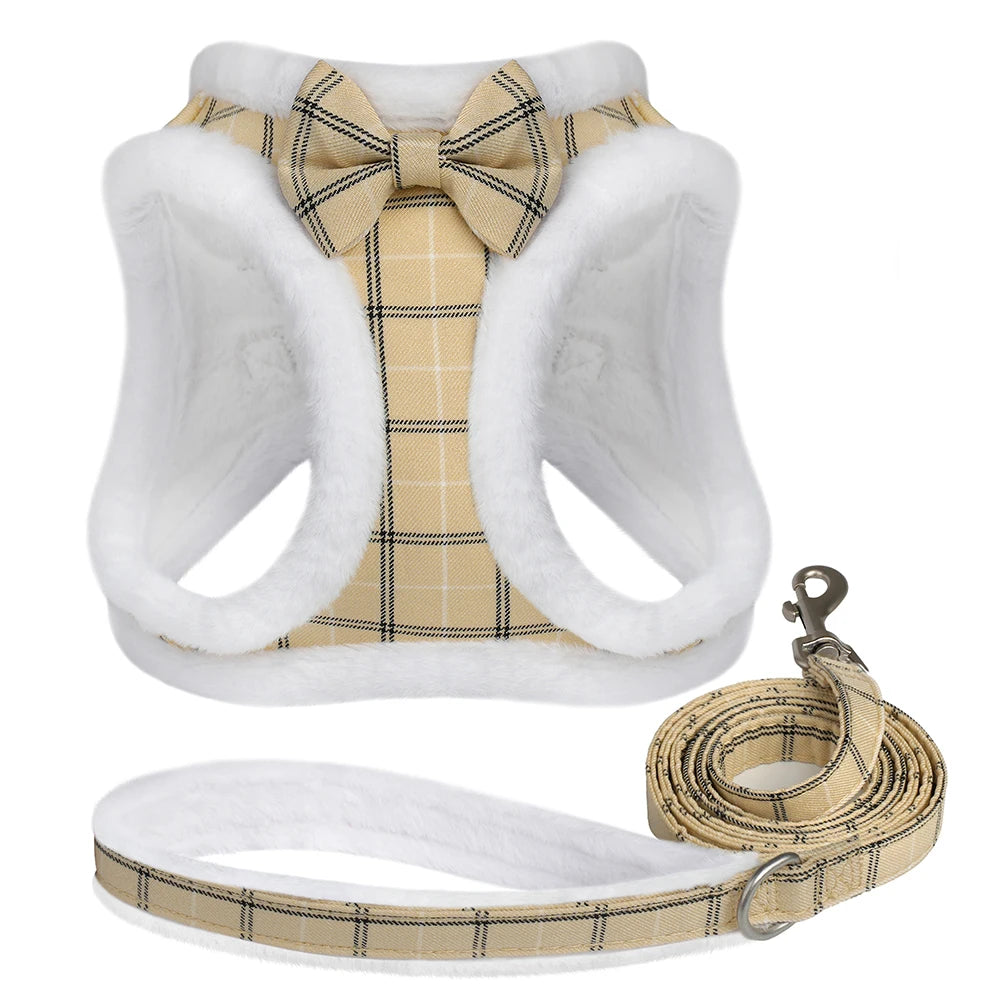 Winter Warm Dog Harness & Leash Set – Soft Fur