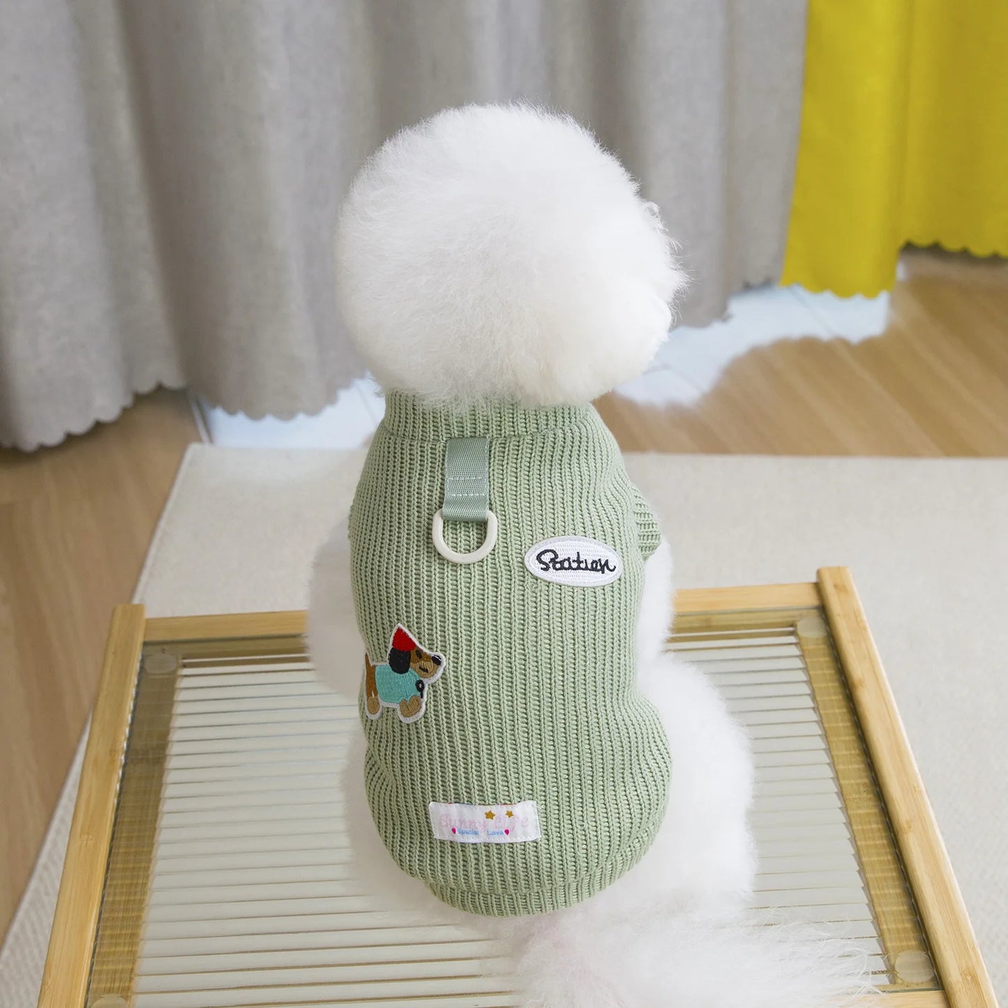 Knitted Dog Vest – Patch & Leash Ring