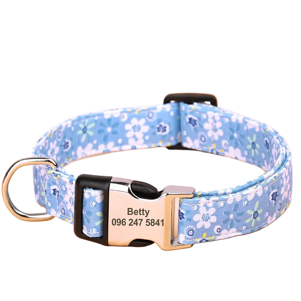 Floral Personalized Dog Collar