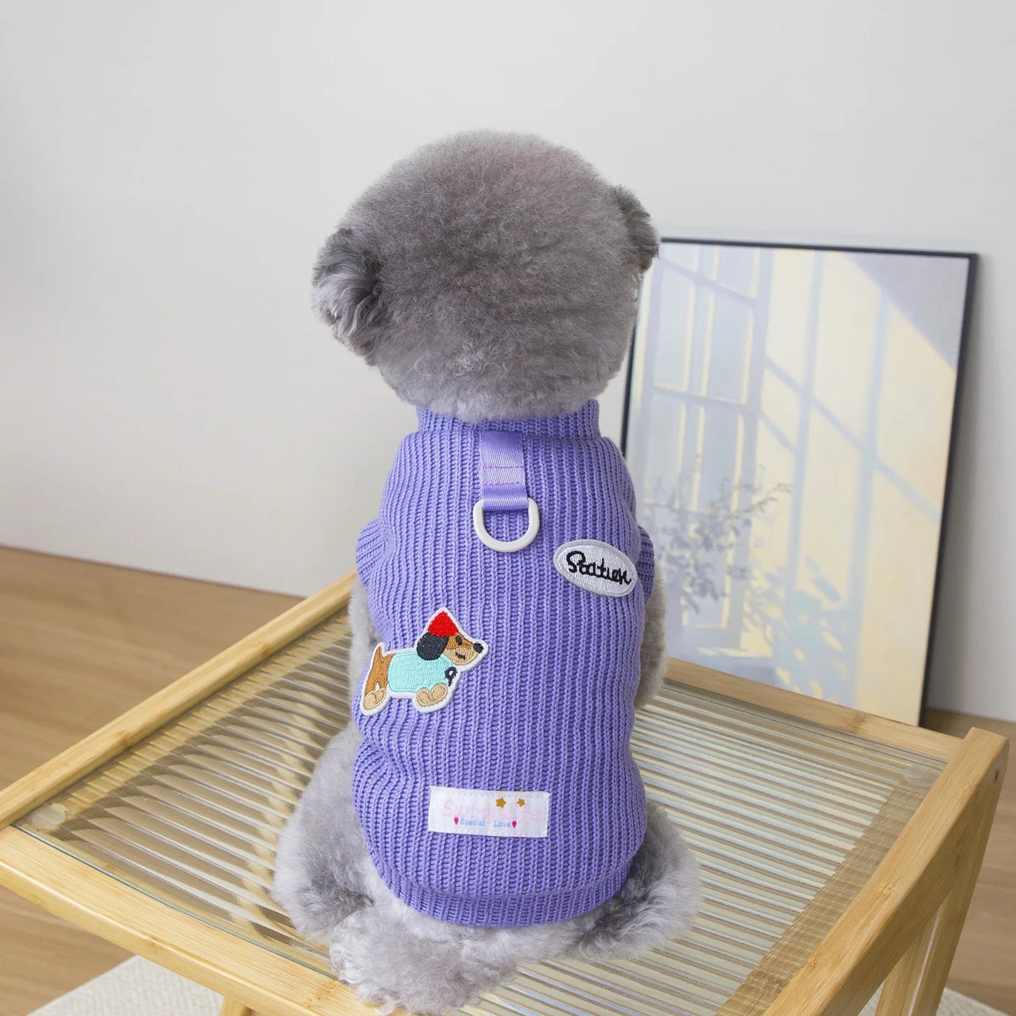 Knitted Dog Vest – Patch & Leash Ring