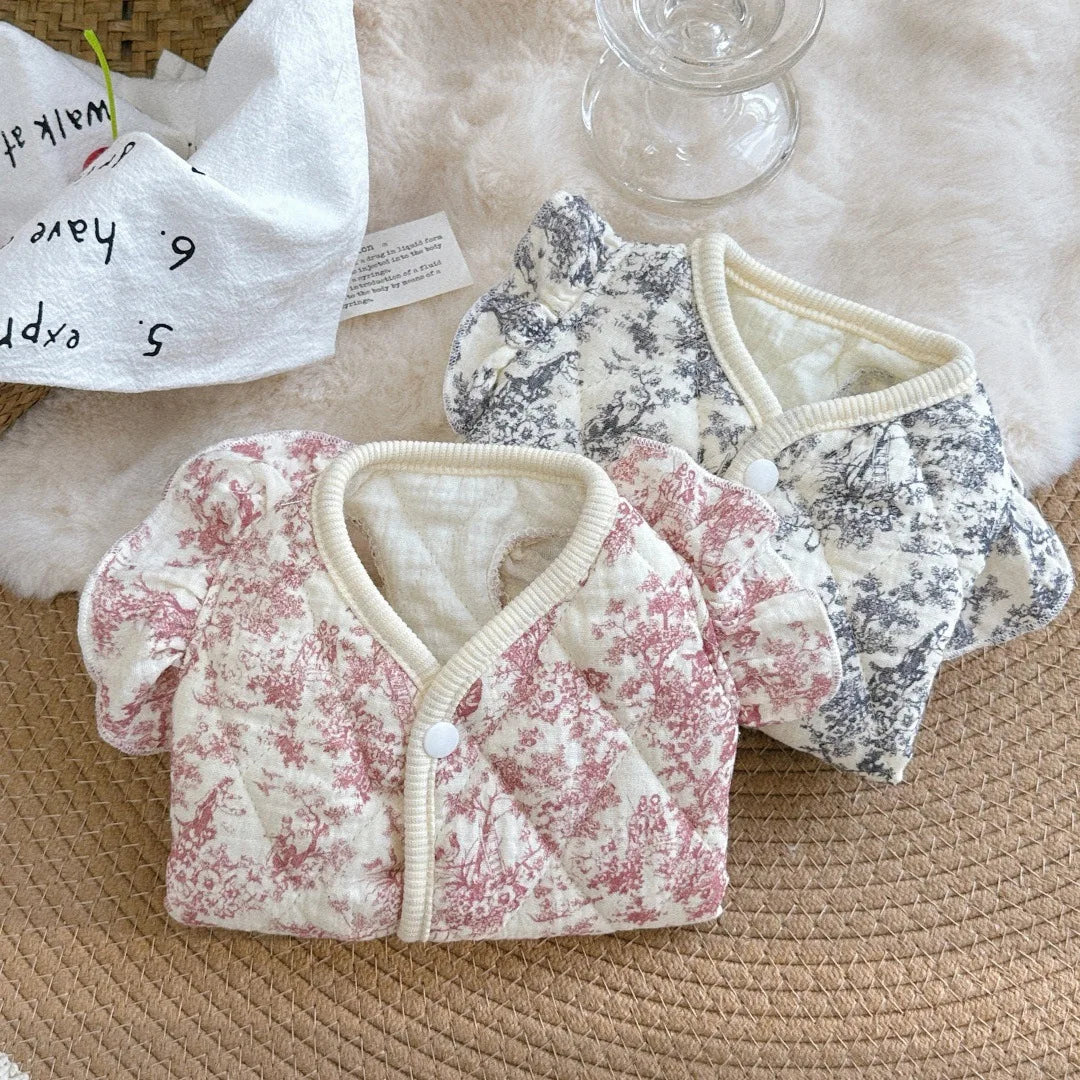 Floral Flying Sleeve Dog Parka Vests