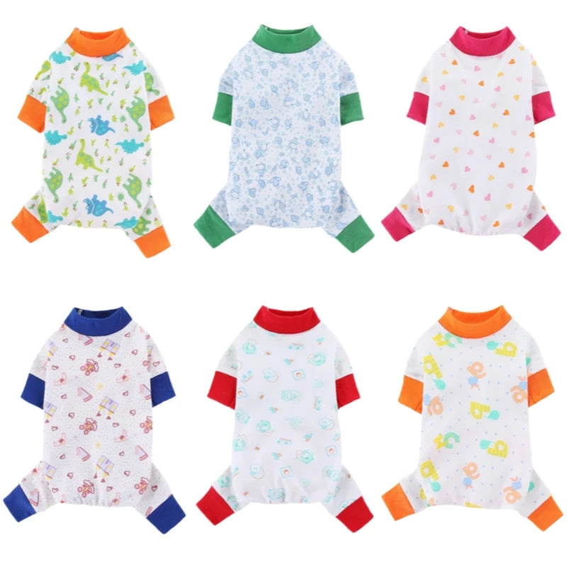 Printed Pajamas Soft Cotton Dog Jumpsuits