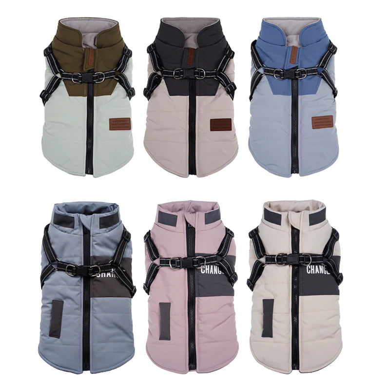 Warm Waterproof Dog Coat with Harness