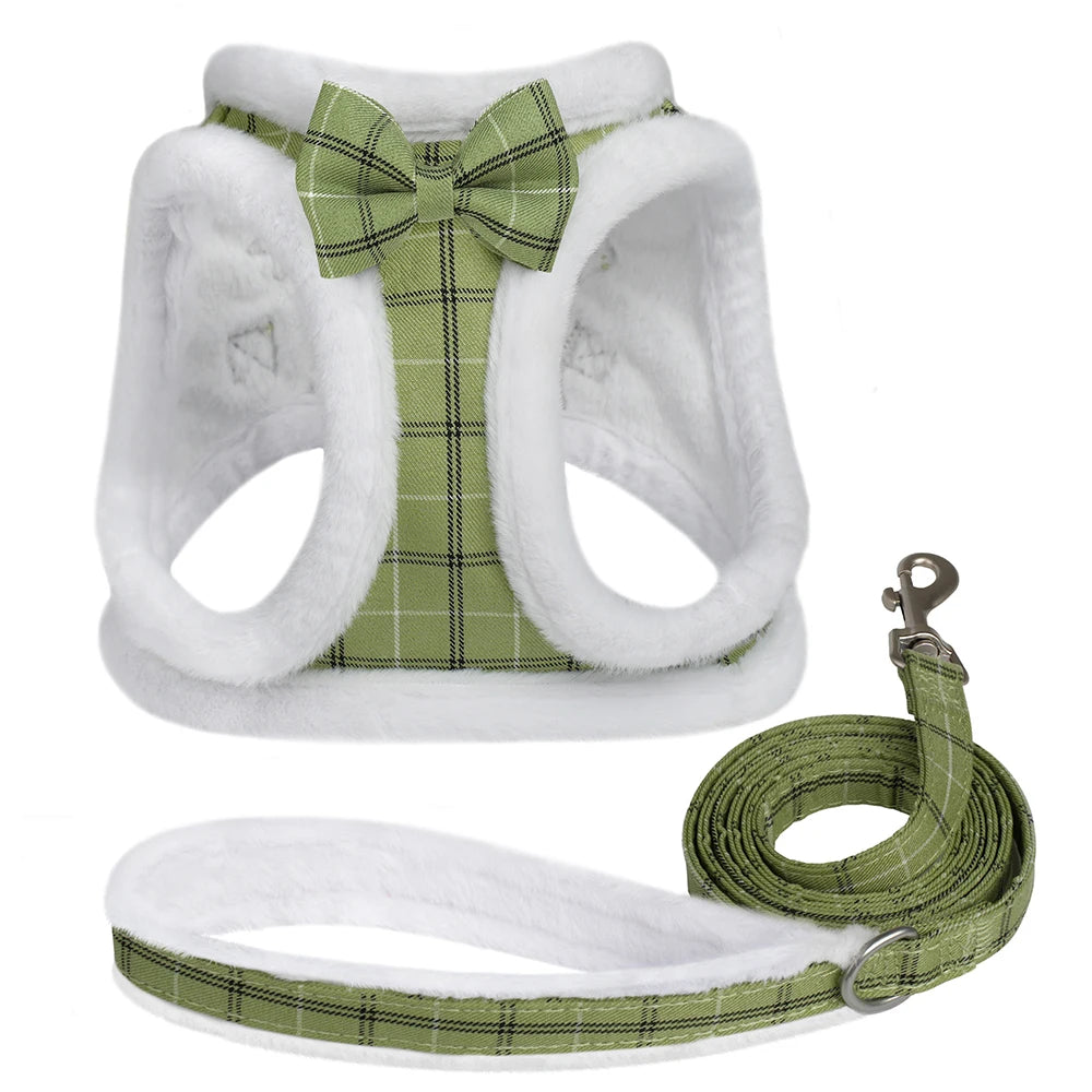 Winter Warm Dog Harness & Leash Set – Soft Fur