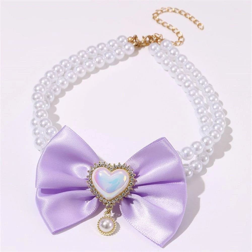 Pearl Bow Tie Pet Collar