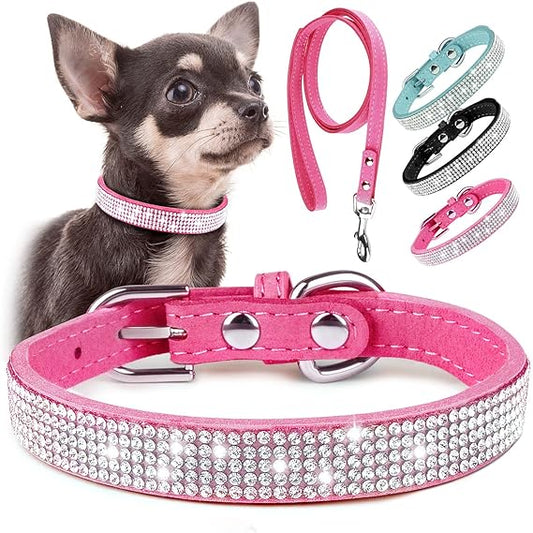 Rhinestone Dog Collar Leash Set