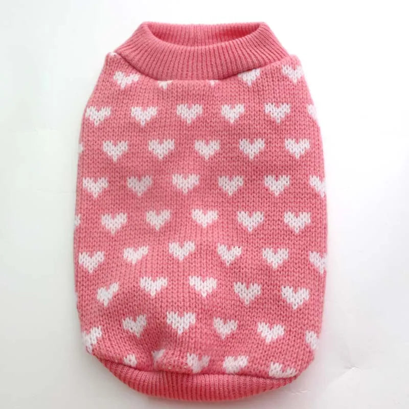 Cozy Pink Heart Dog Sweater