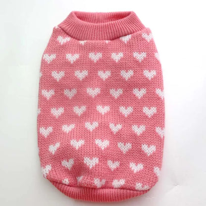 Cozy Pink Heart Dog Sweater