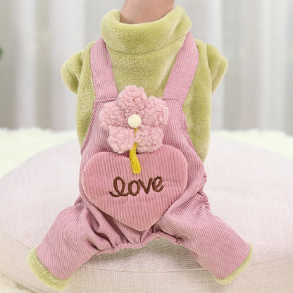 Love Flower Dog Overalls