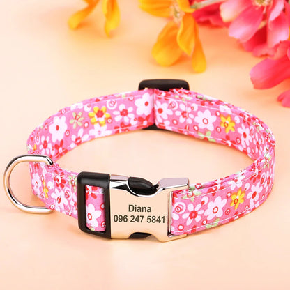 Floral Personalized Dog Collar