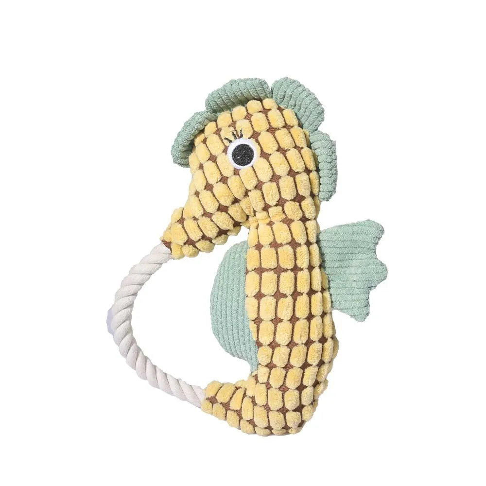 Seahorse Rope Plush Squeaky Dog Toy