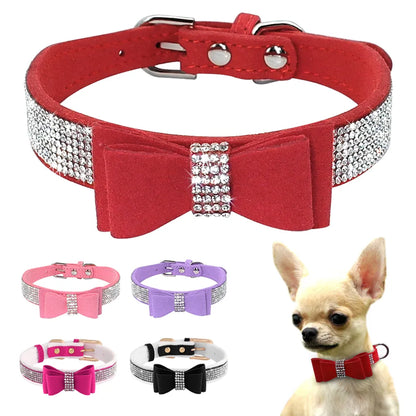 Bling Rhinestone Dog Bowknot Collar