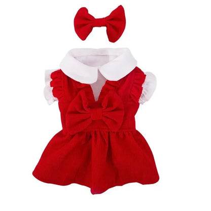 Puppy Bow Knot Princess Dress Set