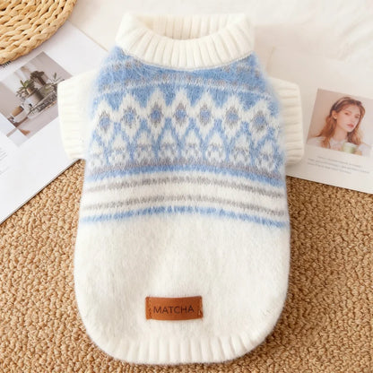 Winter Knitted Plaid Dog Sweater