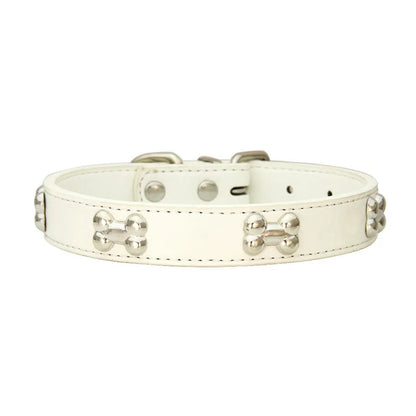 Durable Bone Leather Dog Collar