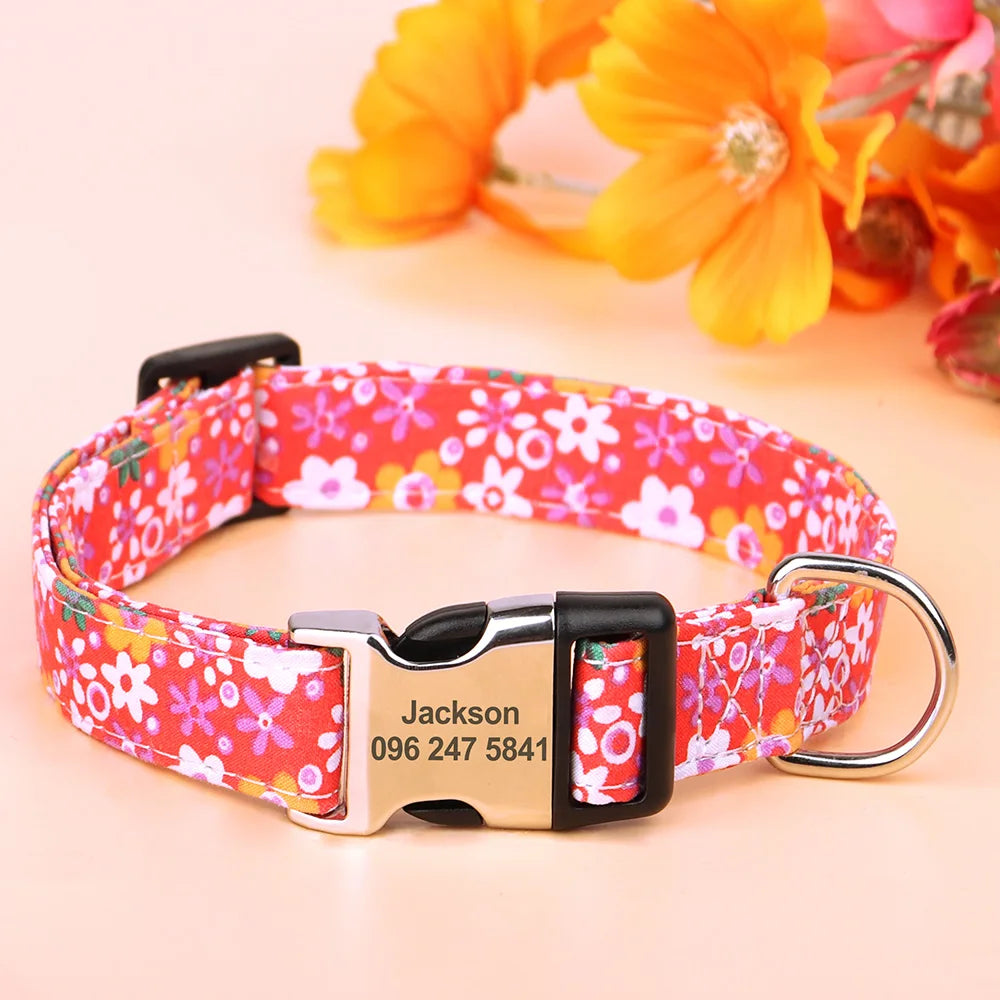 Floral Personalized Dog Collar