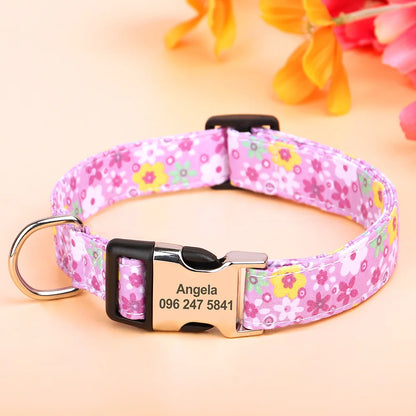 Floral Personalized Dog Collar