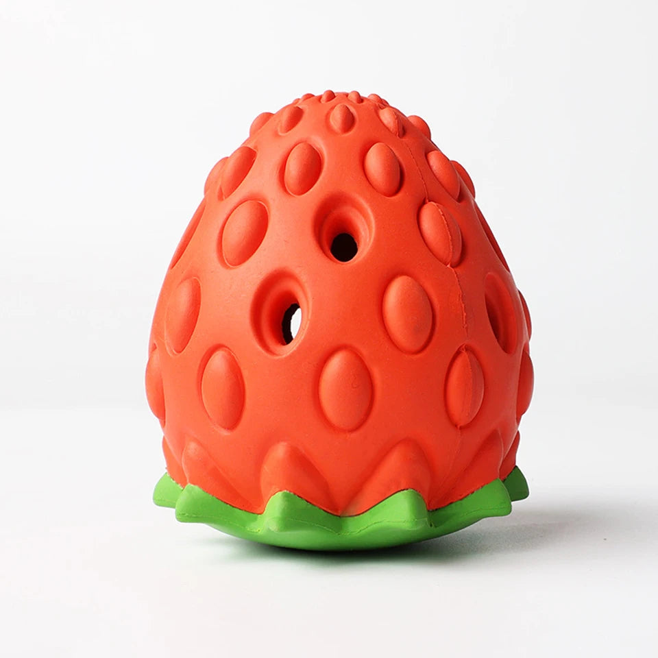 Strawberry-Shaped Rubber Dog Chew Toy