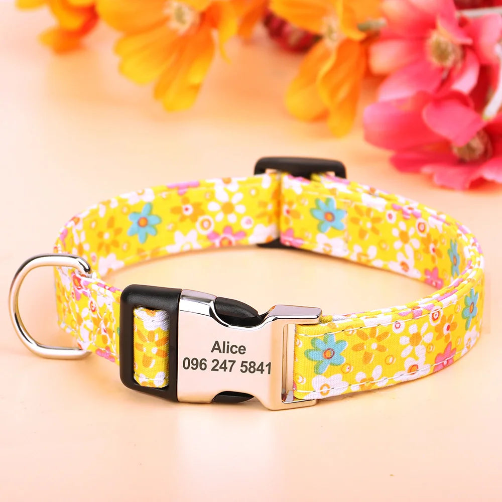 Floral Personalized Dog Collar
