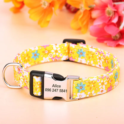 Floral Personalized Dog Collar