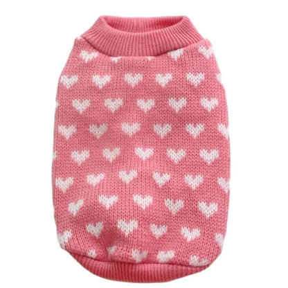 Cozy Pink Heart Dog Sweater