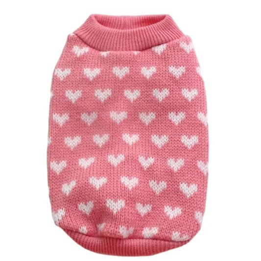 Cozy Pink Heart Dog Sweater