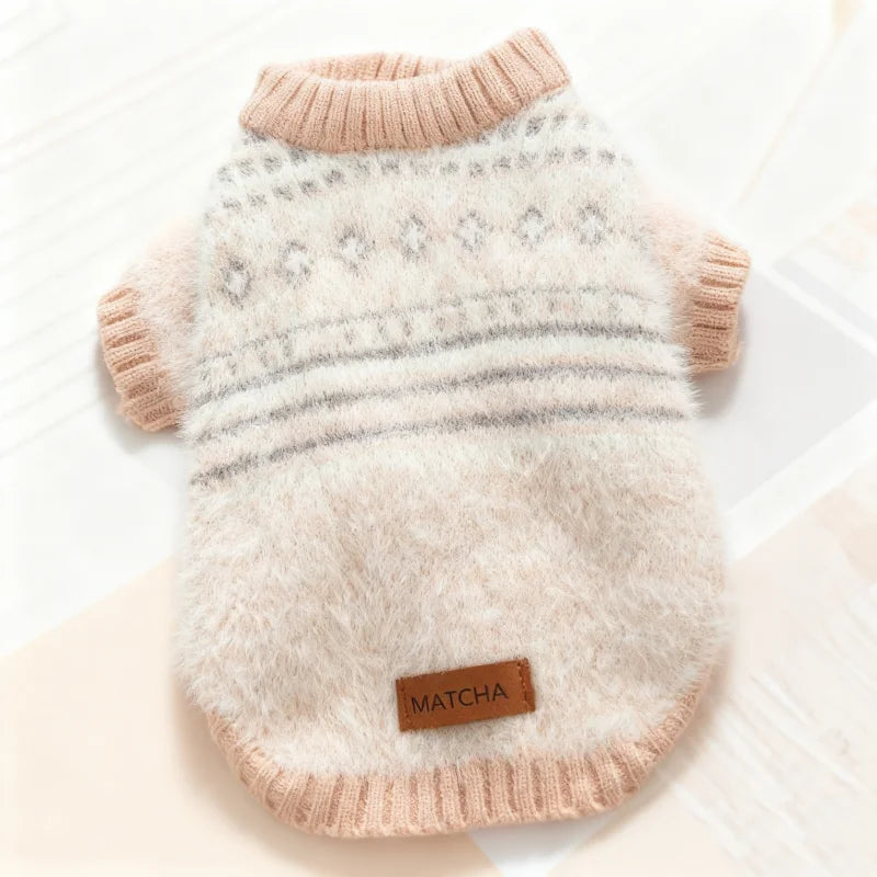 Winter Knitted Plaid Dog Sweater