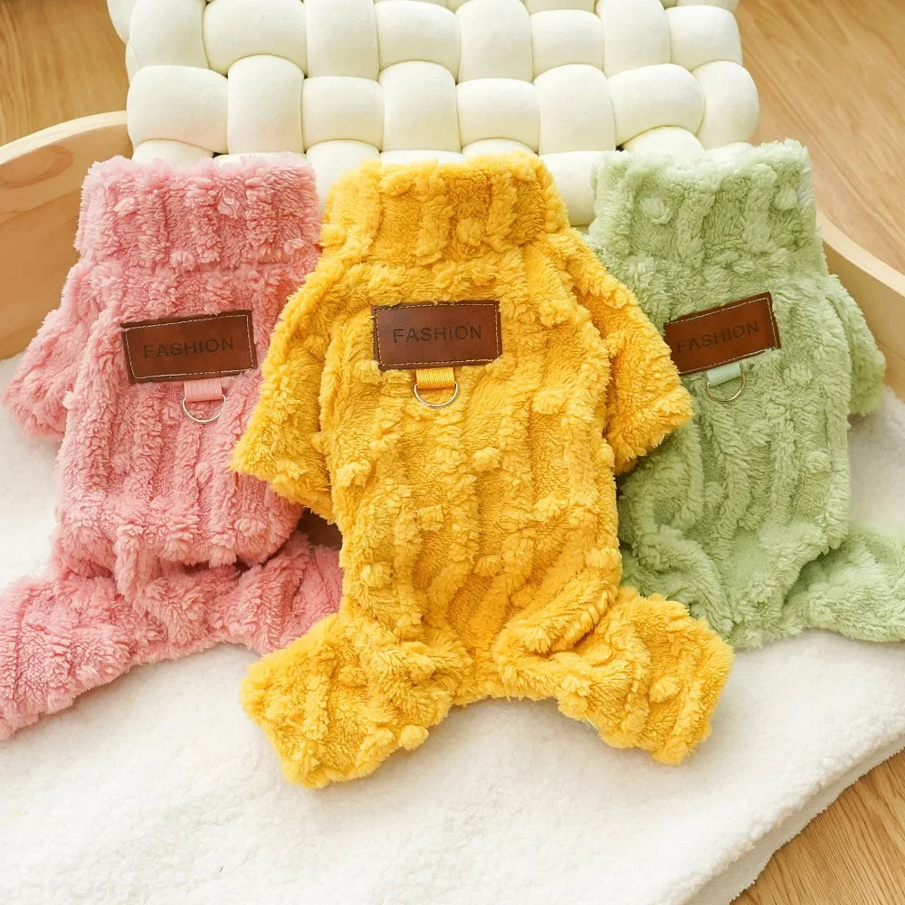 Cute Warm Pet Fleece Jumpsuit Dog Pajamas