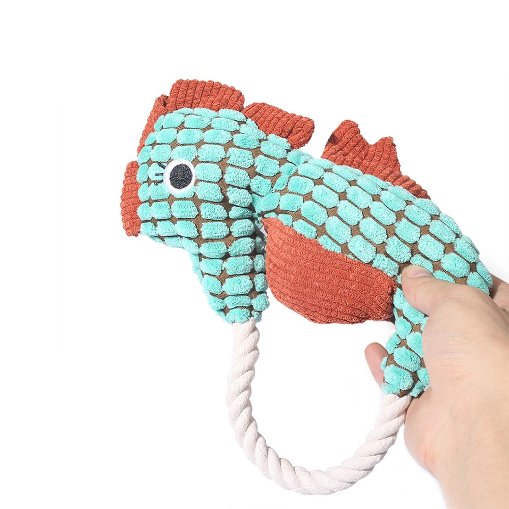 Seahorse Rope Plush Squeaky Dog Toy