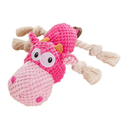 Hippo Rope Plush Squeaky Dog Toys