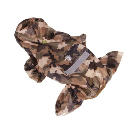 Waterproof Dog Raincoat Hooded Jumpsuit