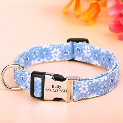 Floral Personalized Dog Collar