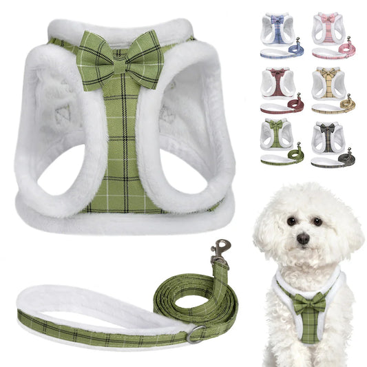 Winter Warm Dog Harness & Leash Set – Soft Fur