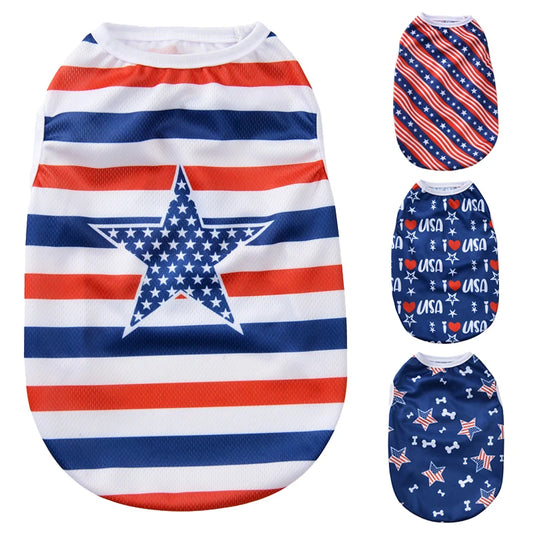 Independence Day Dog Vest – Striped Print Pet Clothes