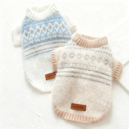 Winter Knitted Plaid Dog Sweater