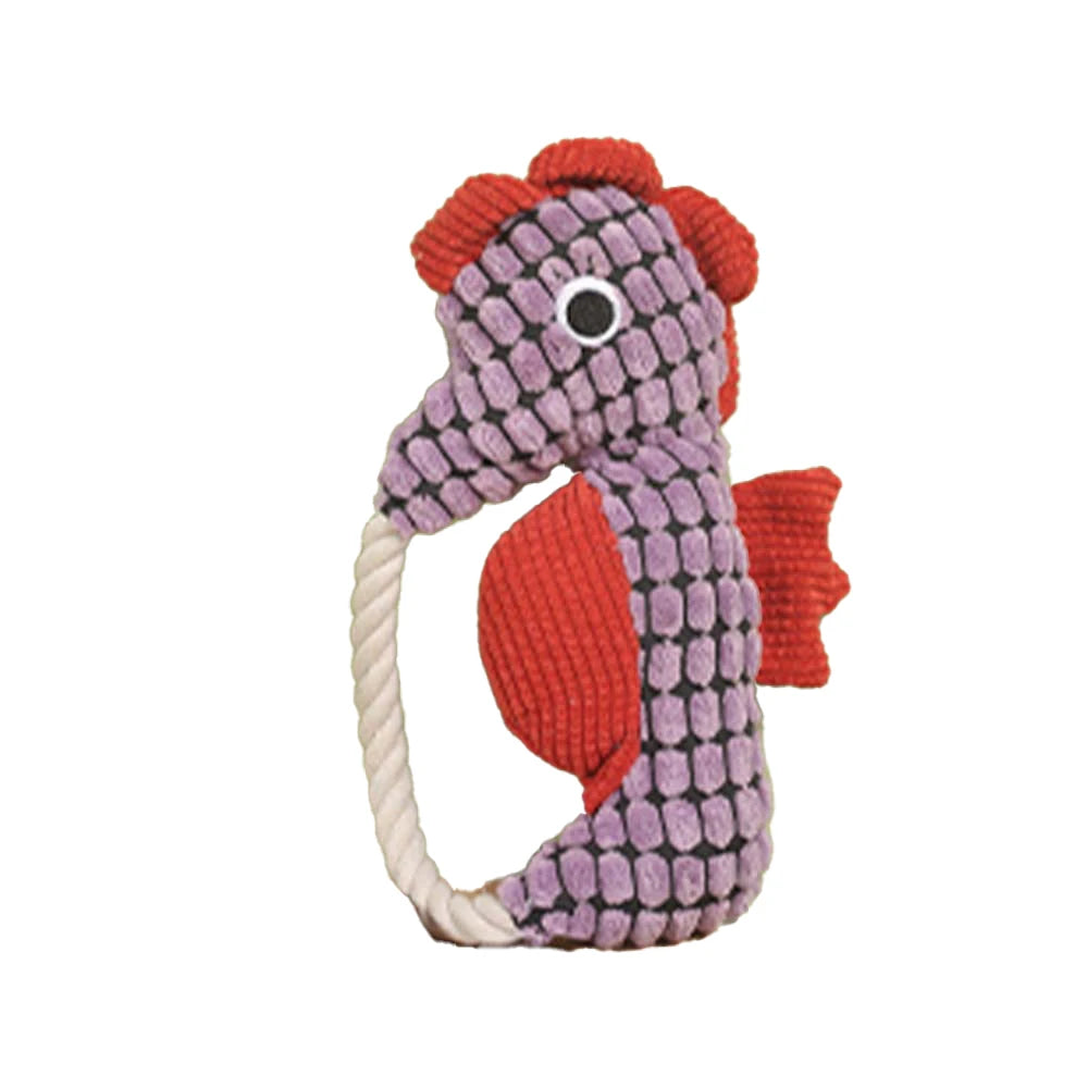 Seahorse Rope Plush Squeaky Dog Toy