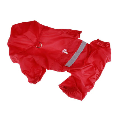 Waterproof Dog Raincoat Hooded Jumpsuit