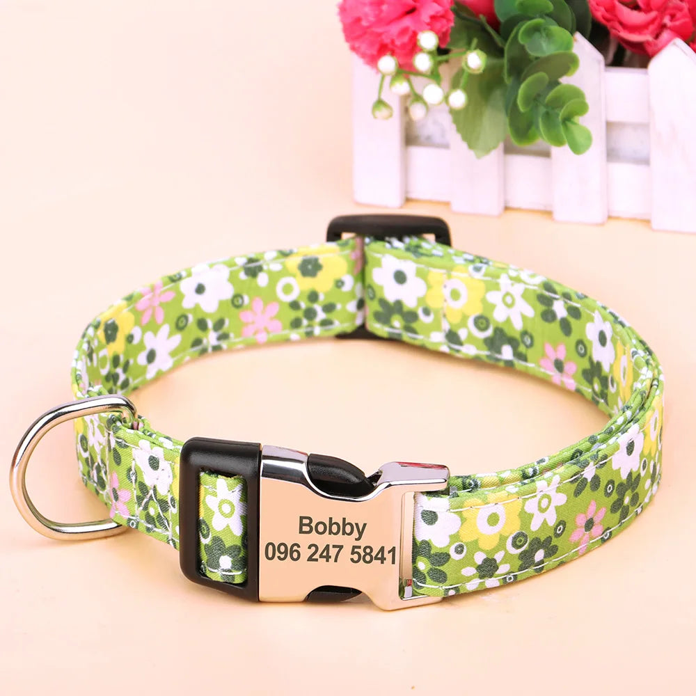 Floral Personalized Dog Collar