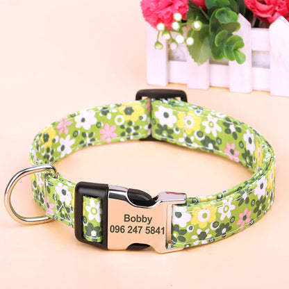 Floral Personalized Dog Collar