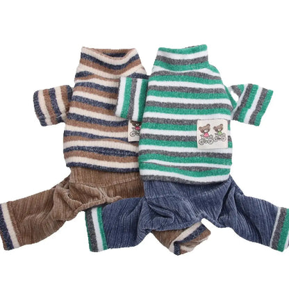 Striped Dog Jumpsuit Romper