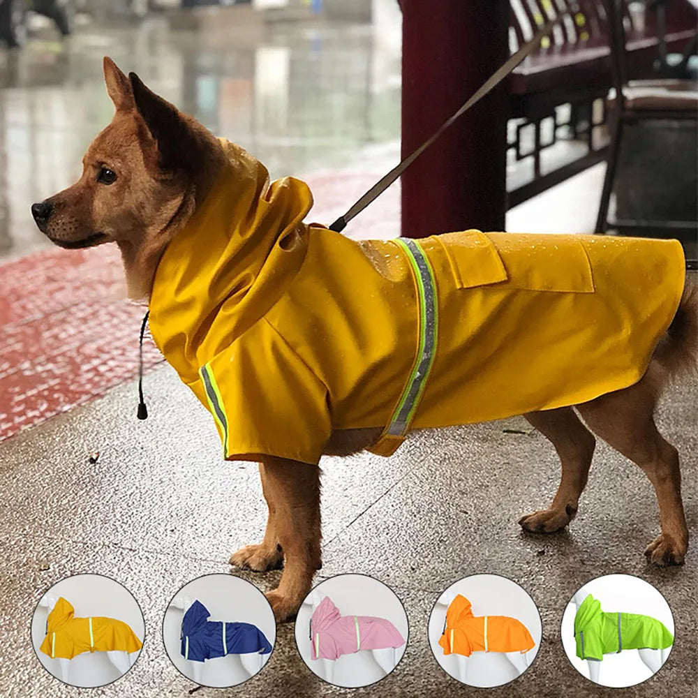 Large Dog Waterproof Raincoat with Hood