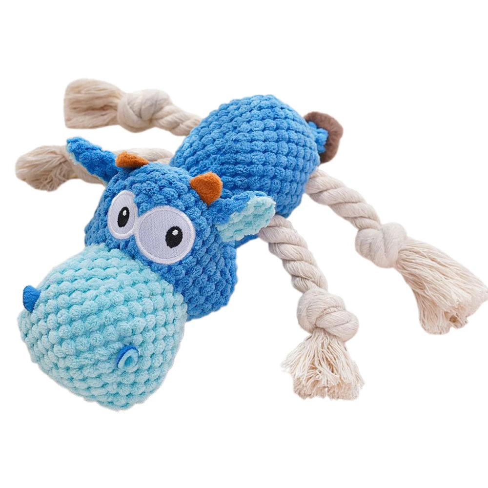 Hippo Rope Plush Squeaky Dog Toys